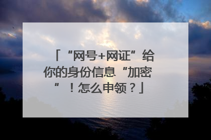 “网号+网证”给你的身份信息“加密”！怎么申领？