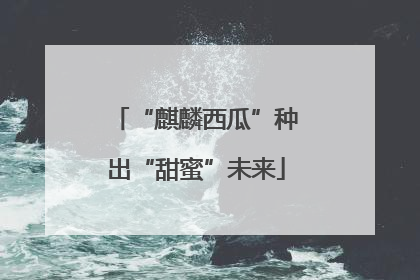 “麒麟西瓜”种出“甜蜜”未来