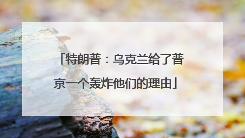 特朗普：乌克兰给了普京一个轰炸他们的理由