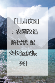 甘肃庆阳：农网改造解民忧 配变投运促振兴