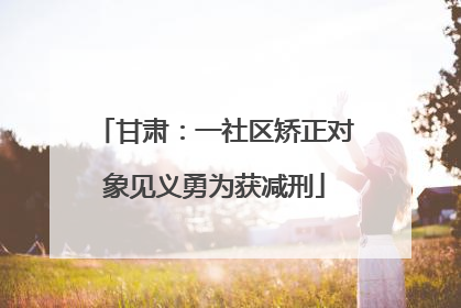 甘肃：一社区矫正对象见义勇为获减刑