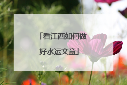 看江西如何做好水运文章