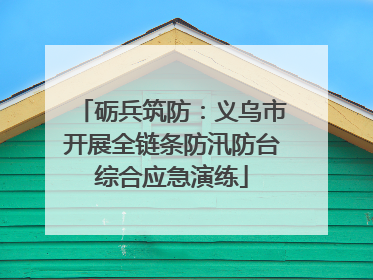 砺兵筑防：义乌市开展全链条防汛防台综合应急演练