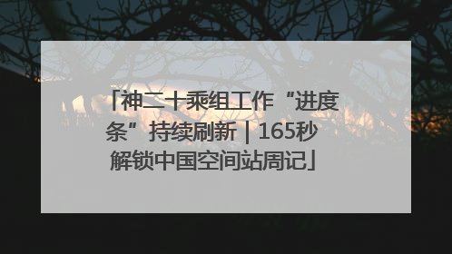 神二十乘组工作“进度条”持续刷新｜165秒解锁中国空间站周记