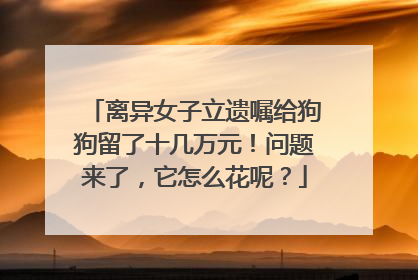 离异女子立遗嘱给狗狗留了十几万元！问题来了，它怎么花呢？