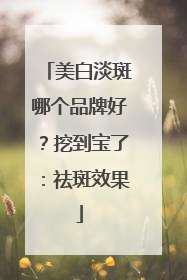 美白淡斑哪个品牌好？挖到宝了：祛斑效果