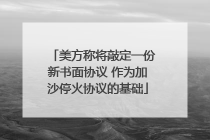 美方称将敲定一份新书面协议 作为加沙停火协议的基础
