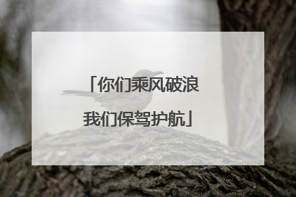 你们乘风破浪 我们保驾护航