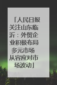 人民日报关注山东临沂：外贸企业积极布局多元市场 从容应对市场波动