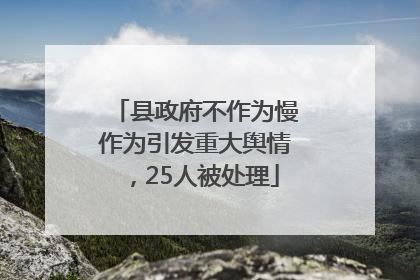 县政府不作为慢作为引发重大舆情，25人被处理