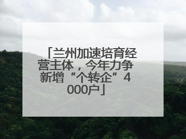 兰州加速培育经营主体，今年力争新增“个转企”4000户