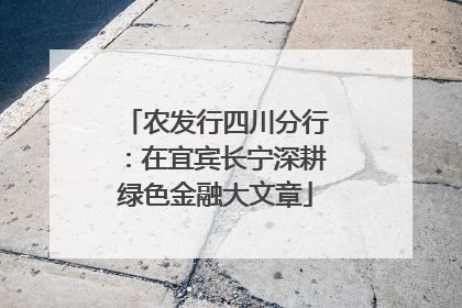 农发行四川分行：在宜宾长宁深耕绿色金融大文章