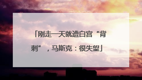 刚走一天就遭白宫“背刺”，马斯克：很失望