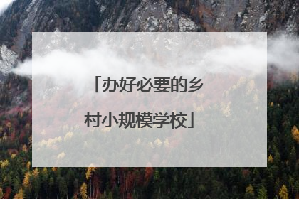 办好必要的乡村小规模学校