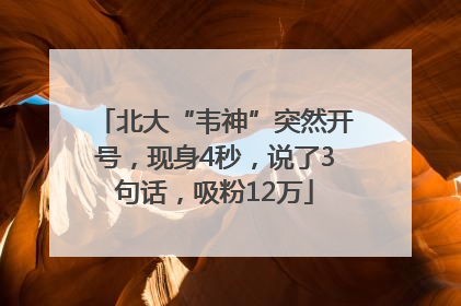 北大“韦神”突然开号，现身4秒，说了3句话，吸粉12万
