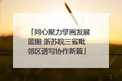 同心聚力擘画发展蓝图 浙苏皖三省毗邻区谱写协作新篇