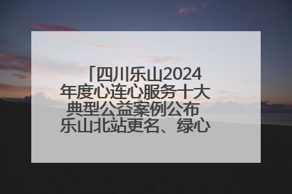 四川乐山2024年度心连心服务十大典型公益案例公布 乐山北站更名、绿心路井盖治理等上榜