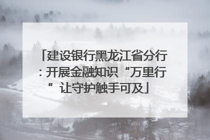 建设银行黑龙江省分行：开展金融知识“万里行”让守护触手可及