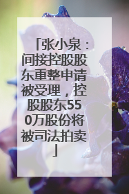 张小泉：间接控股股东重整申请被受理，控股股东550万股份将被司法拍卖