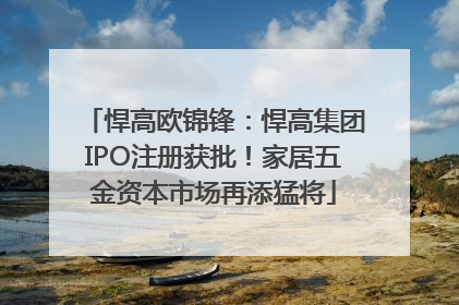 悍高欧锦锋：悍高集团IPO注册获批！家居五金资本市场再添猛将