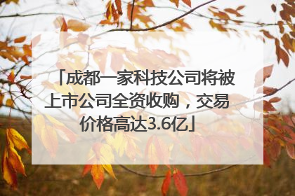 成都一家科技公司将被上市公司全资收购，交易价格高达3.6亿
