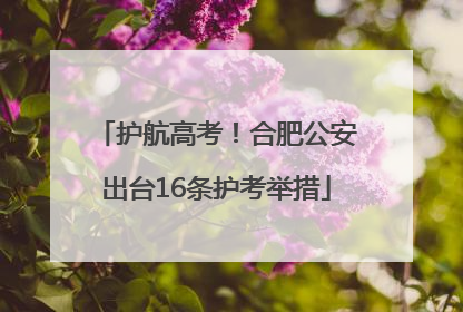 护航高考！合肥公安出台16条护考举措