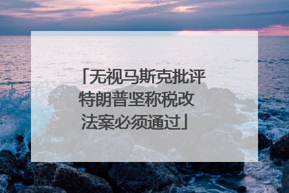 无视马斯克批评 特朗普坚称税改法案必须通过