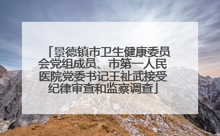 景德镇市卫生健康委员会党组成员、市第一人民医院党委书记王祉武接受纪律审查和监察调查