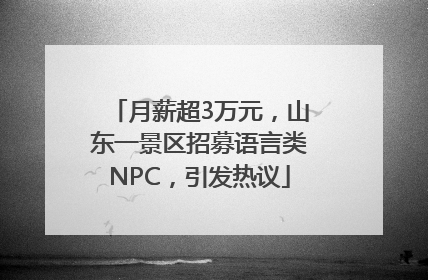 月薪超3万元，山东一景区招募语言类NPC，引发热议