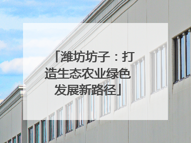 潍坊坊子：打造生态农业绿色发展新路径