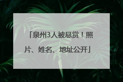 泉州3人被悬赏！照片、姓名、地址公开
