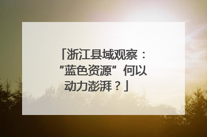 浙江县域观察：“蓝色资源”何以动力澎湃？