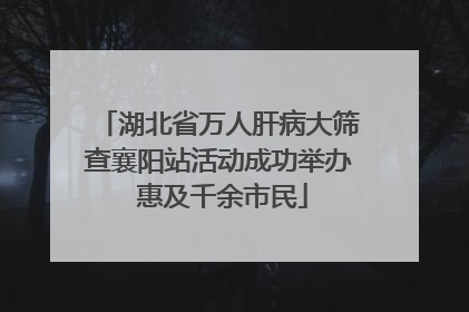 湖北省万人肝病大筛查襄阳站活动成功举办 惠及千余市民