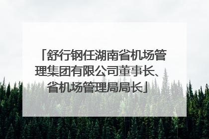 舒行钢任湖南省机场管理集团有限公司董事长、省机场管理局局长