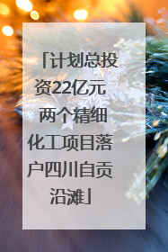 计划总投资22亿元 两个精细化工项目落户四川自贡沿滩