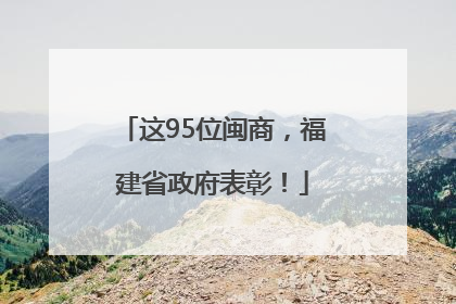这95位闽商，福建省政府表彰！