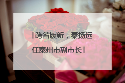 跨省履新，秦扬远任泰州市副市长