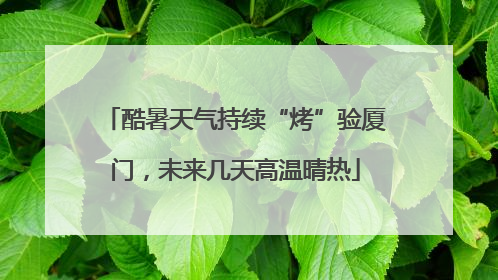 酷暑天气持续“烤”验厦门，未来几天高温晴热