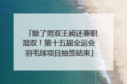 除了男双王昶还兼职混双！第十五届全运会羽毛球项目抽签结束
