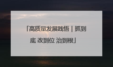 高质量发展践悟｜抓到底 改到位 治到根