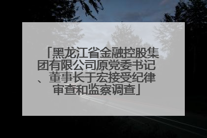 黑龙江省金融控股集团有限公司原党委书记、董事长于宏接受纪律审查和监察调查