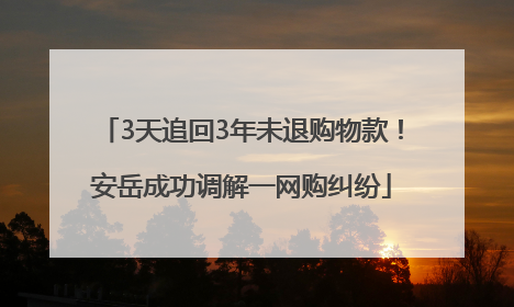 3天追回3年未退购物款！安岳成功调解一网购纠纷