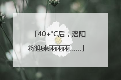 40+℃后，洛阳将迎来雨雨雨……